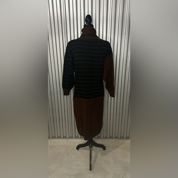 Womens Vintage Sweet Baby Jane Orange Black Turtleneck Sweater Dress Size Medium - Picture 2 of 5